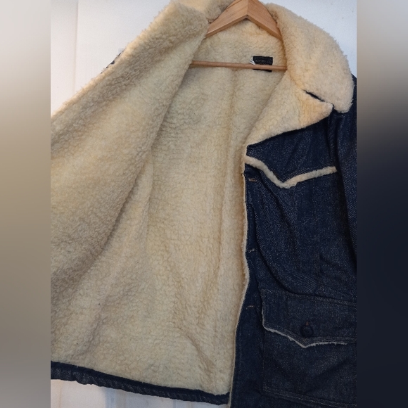 Vintage Sears Roebucks Denim Jacket Sherpa Lined Size 42 R western, - Picture 7 of 13